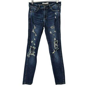 Zara Jeans Distressed Straight Leg Destroyed Size 6 Inseam 29 High Rise Denim